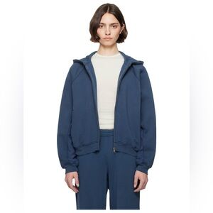 Skims Blue French Terry Relaxed Zip Up Hoodie